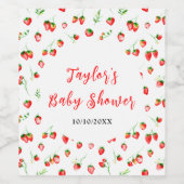 Strawberries and Daisies Baby Shower Weinetikett (Einzelnes Label)