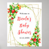Strawberries and Daisies Baby Shower Welcome Poster (Vorne)