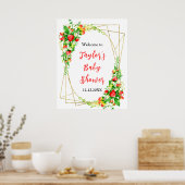 Strawberries and Daisies Baby Shower Welcome Sign Poster (Küche)
