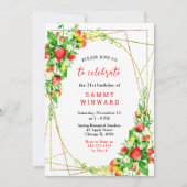 Strawberries and Daisies Birthday Einladung (Vorderseite)