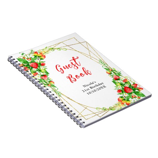 Strawberries and Daisies Birthday Guest Book Notizblock (Rechte Seite)