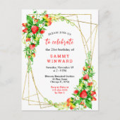 Strawberries and Daisies Birthday Party Postkarte (Vorderseite)