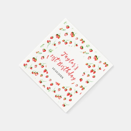 Strawberries and Daisies Birthday Party Serviette (Ecke)