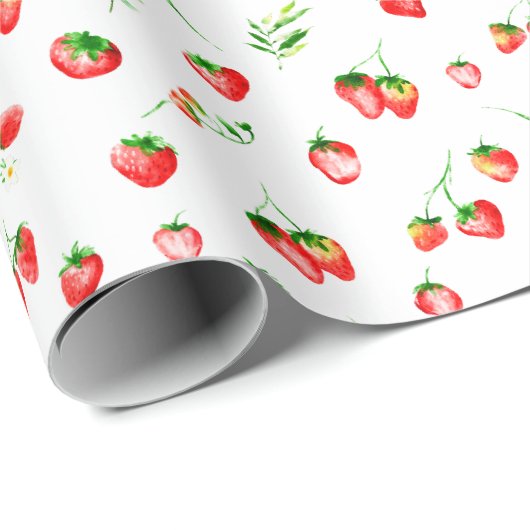 Strawberries and Daisies Pattern Geschenkpapier (Rolleneckpunkt)