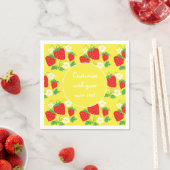 Strawberries and Flowers Yellow Custom Text Serviette (Beispiel)