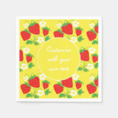 Strawberries and Flowers Yellow Custom Text Serviette (Vorderseite)