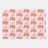 Strawberries and pink bow Berry First Birthday Geschenkpapier Set (Vorderseite)
