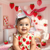 Strawberries and pink bow Berry First Birthday Partyhütchen