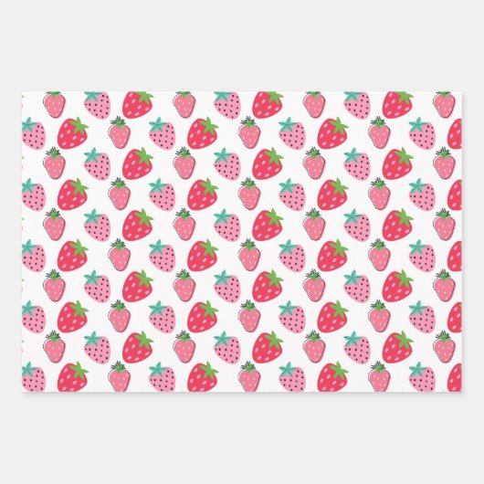 Strawberries Berry First Birthday Party Pink | Rot Geschenkpapier Set (Vorderseite 2)