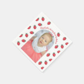 Strawberries Berry First Birthday Photo Arc Serviette (Ecke)