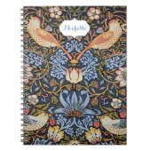 Strawberries Birds Monogram William Morris Notizblock (Vorderseite)