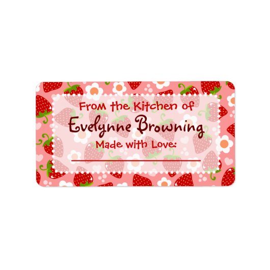 Strawberries Custom Canning / Jar Labels Adressaufkleber (Vorne)