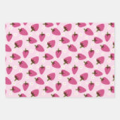 Strawberries Daisies Blumenmuster Girly Pink Geschenkpapier Set (Vorderseite)