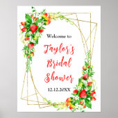 Strawberries Daisies Bridal Shower Welcome Sign Poster (Vorne)