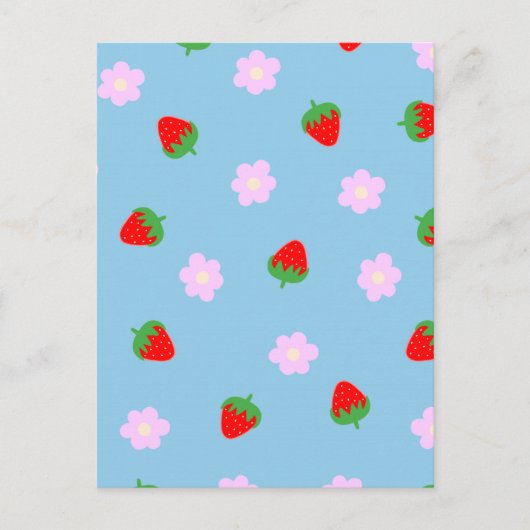 Strawberries & Flowers Postkarte (Vorderseite)