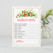 Strawberries Foliage Baby Shower Wishes For Baby Einladung (Stehend Vorderseite)