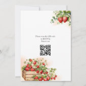 Strawberries Foto QR Code Hochzeit von Wasserfarbe Einladung (Rückseite)