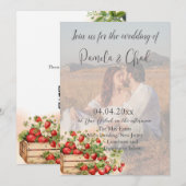 Strawberries Foto QR Code Hochzeit von Wasserfarbe Einladung (Vorne/Hinten)