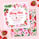 Strawberries Girl 1. Geburtstag Einladung