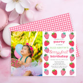 Strawberries Girl Foto Berry Geburtstagsparty Einladung