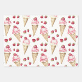 Strawberries Ice Cream Cones Red Dots Birthday Geschenkpapier Set (Vorderseite 3)