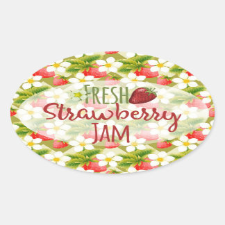 Strawberries Jam Canning Label Ovaler Aufkleber