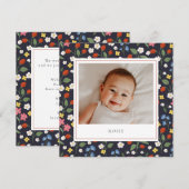 Strawberries navy Baby Birth Ankündigung (Vorne/Hinten)