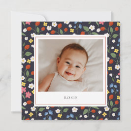 Strawberries navy Baby Birth Ankündigung