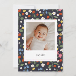 Strawberries navy Baby Birth Ankündigung