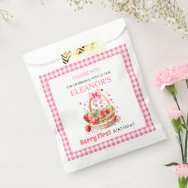 Strawberries pink Berry First Birthday Thank You Geschenktütchen