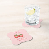 STRAWBERRIES PINK BOW BIRTHDAY UNTERSETZER (Vor Ort)
