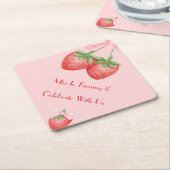 STRAWBERRIES PINK BOW BIRTHDAY  UNTERSETZER (angewinkelt)