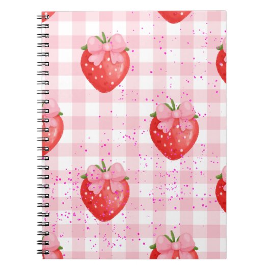 strawberries red and pink bows notizblock (Vorderseite)