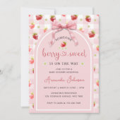 Strawberries Ribbon Berry Sweet Baby Showroom Einladung (Vorderseite)