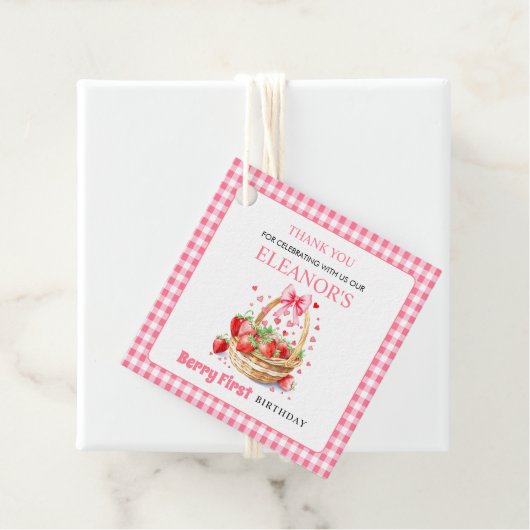 Strawberries rosa Berry Erster Geburtstag Vielen D Geschenkanhänger (Beispiel)