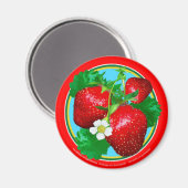 STRAWBERRIES Round Magnet (Vorderseite/Rückseite)