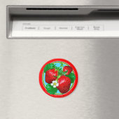 STRAWBERRIES Round Magnet (In Situ (Geschirrspüler))