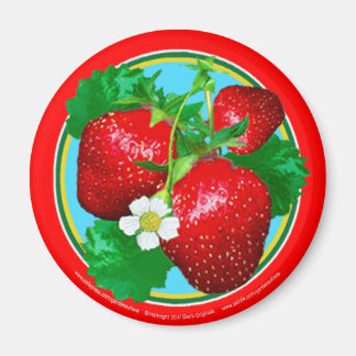 STRAWBERRIES Round Magnet