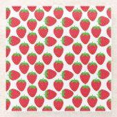 Strawberries Seamless Pattern Glasuntersetzer (Vorderseite)