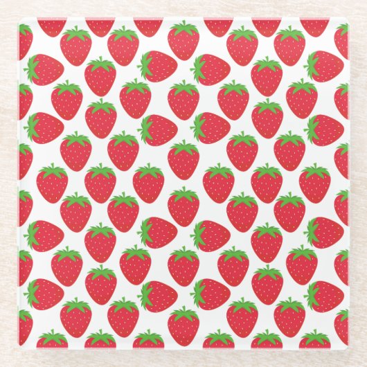 Strawberries Seamless Pattern Glasuntersetzer (Vorderseite)