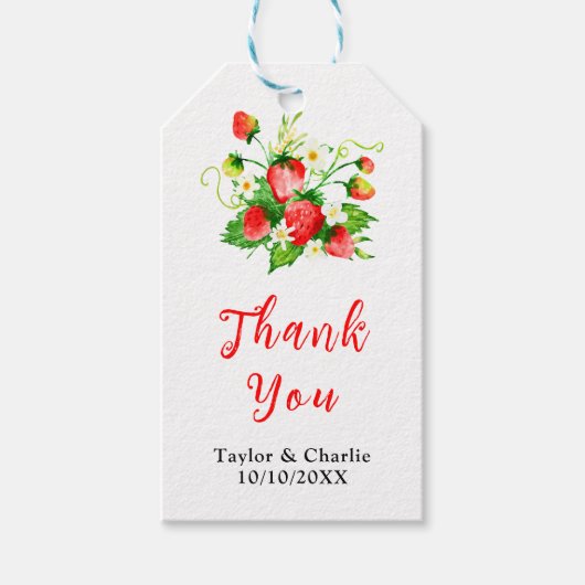 Strawberries und Daisies Wedding Vielen Dank Geschenkanhänger (Vorderseite)