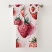 Strawberries Vintage Boho Bathroom Bohémien Badhandtuch Set (Insitu)