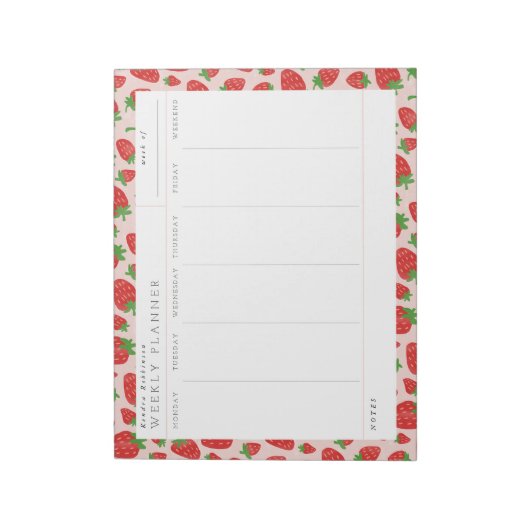 Strawberries Weekekly Planner Notepad Notizblock (Rotiert)