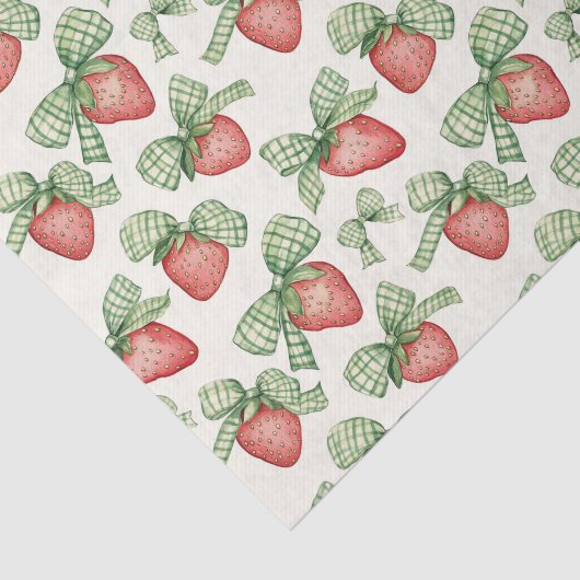 Strawberries with Green Bow Birthday Seidenpapier (Ausschnitt)