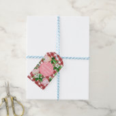 Strawberries zum ersten Geburtstag Kariert B Geschenkanhänger (Mit Garn)