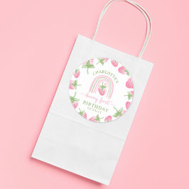 Strawberrry Berry First Birthday Runder Aufkleber