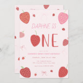 Strawberry 1. Berry Erster Geburtstag Einladung (Vorne/Hinten)