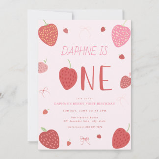 Strawberry 1. Berry Erster Geburtstag Einladung