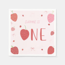 Strawberry 1. Berry Erster Geburtstag Napkins Serviette