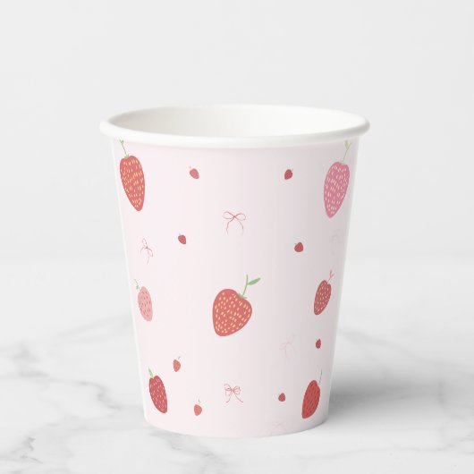 Strawberry 1. Berry First Birthday Paper Cups Pappbecher (Vorderseite)